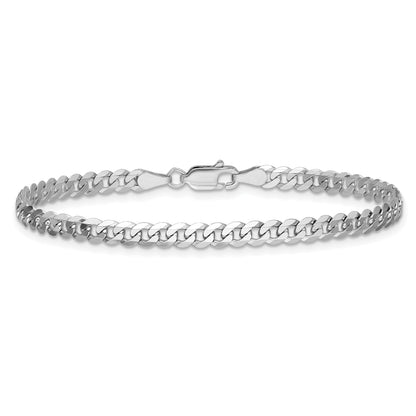 14K White Gold 7 Inch 3.9mm Flat Beveled Curb With Lobster Clasp Bracelet