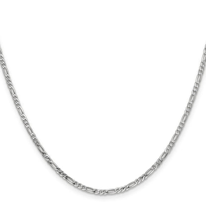 14K White Gold 16 Inch 2.25mm Flat Figaro With Lobster Clasp Chain Necklace