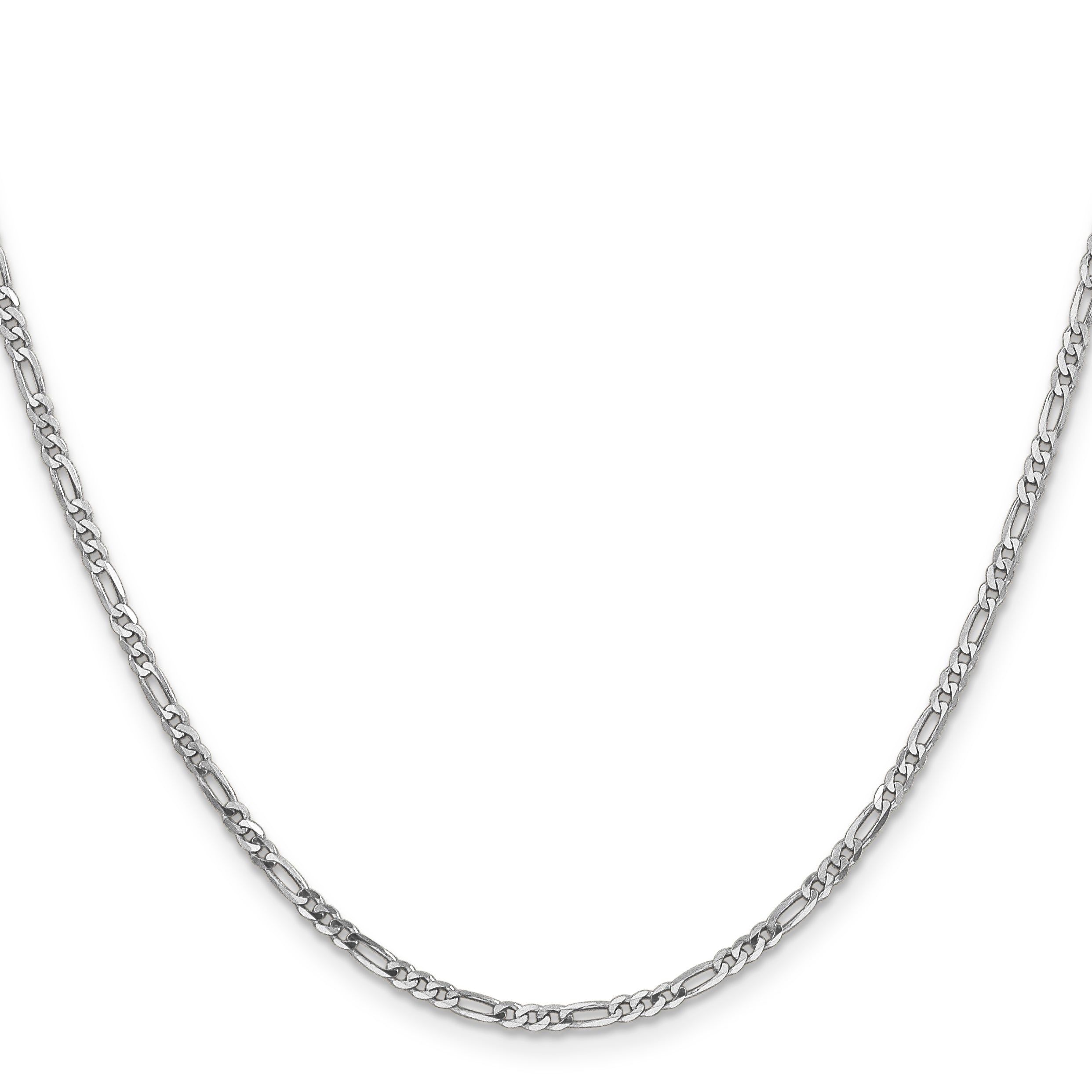 14K White Gold 20 Inch 2.25mm Flat Figaro With Lobster Clasp Chain Necklace