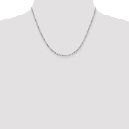 14K White Gold 18 Inch 2.25mm Flat Figaro With Lobster Clasp Chain Necklace