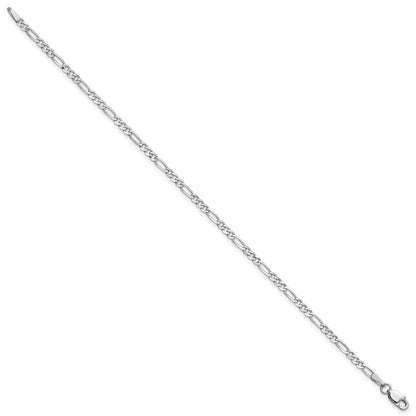 14K White Gold 7 Inch 2.25mm Flat Figaro With Lobster Clasp Bracelet