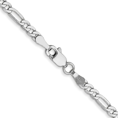14K White Gold 16 Inch 2.75mm Flat Figaro With Lobster Clasp Chain Necklace