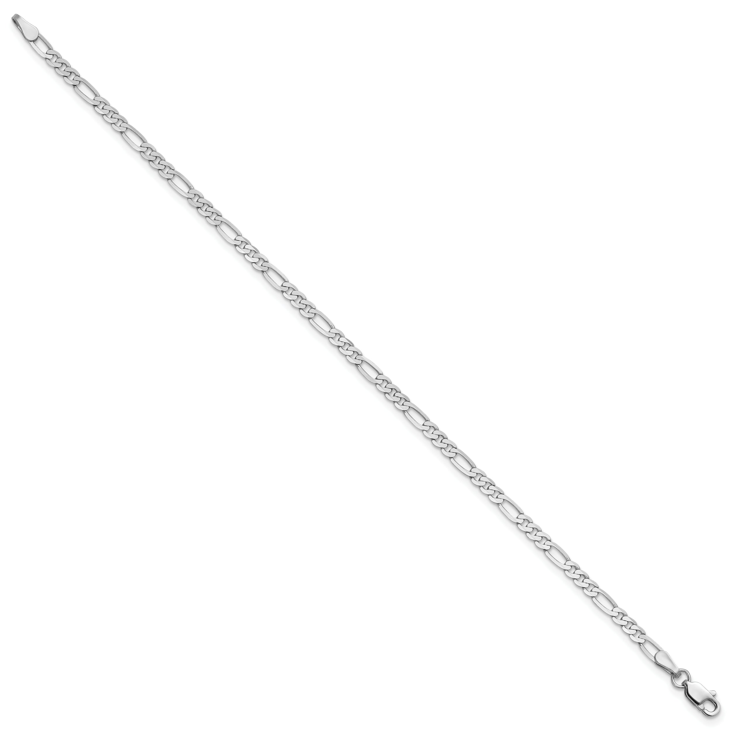 14K White Gold 10 Inch 2.75mm Flat Figaro With Lobster Clasp Anklet