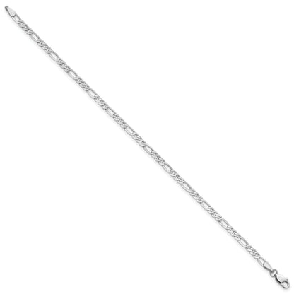 14K White Gold 10 Inch 2.75mm Flat Figaro With Lobster Clasp Anklet