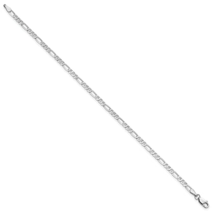 14K White Gold 7 Inch 2.75mm Flat Figaro With Lobster Clasp Bracelet