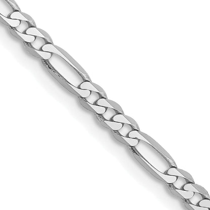 14K White Gold 20 Inch 2.75mm Flat Figaro With Lobster Clasp Chain Necklace