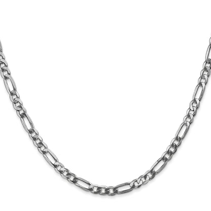 14K White Gold 20 Inch 4mm Flat Figaro With Lobster Clasp Chain Necklace