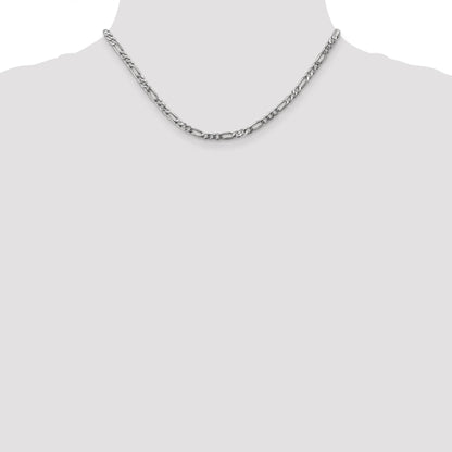 14K White Gold 16 Inch 4mm Flat Figaro With Lobster Clasp Chain Necklace