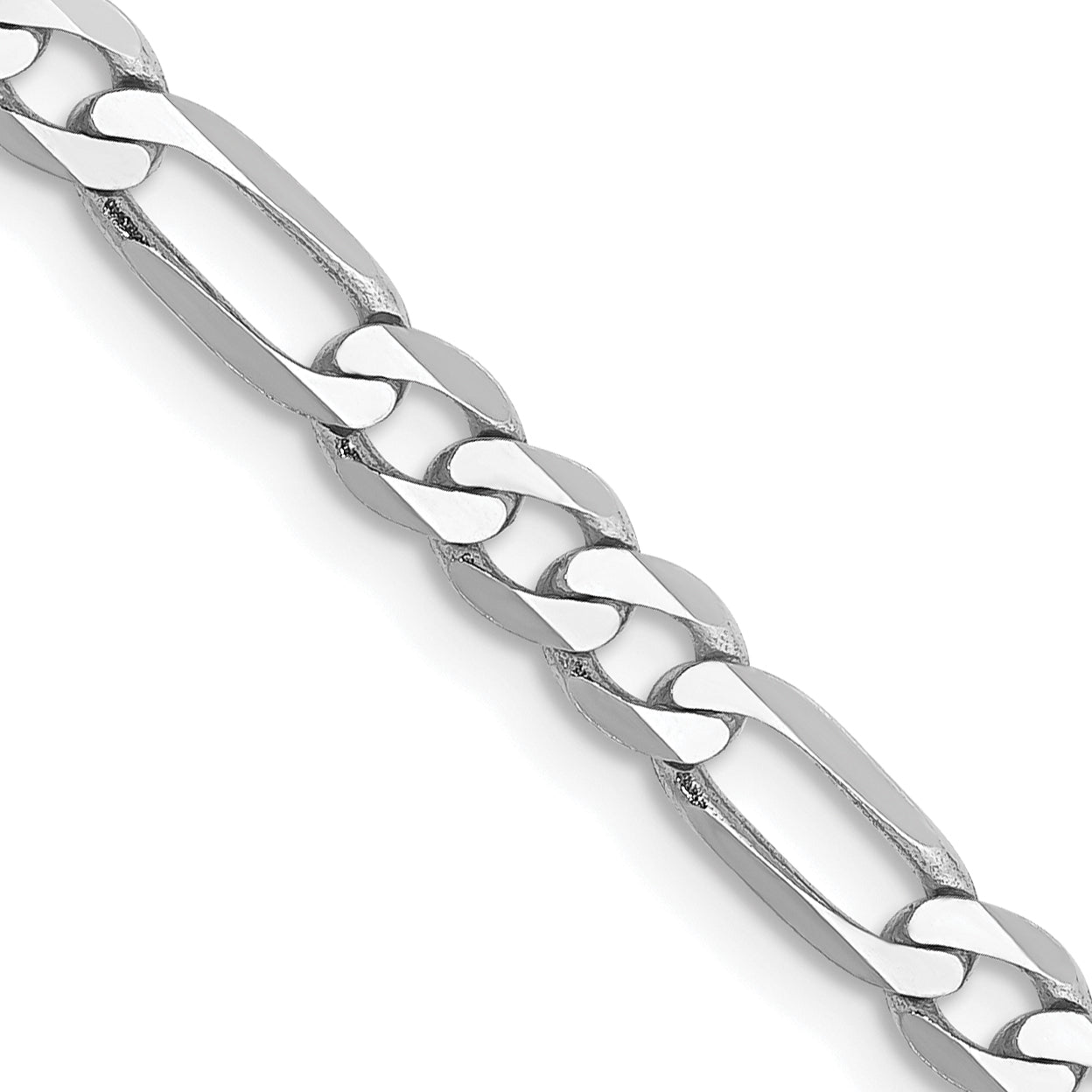 14K White Gold 24 Inch 4mm Flat Figaro With Lobster Clasp Chain Necklace