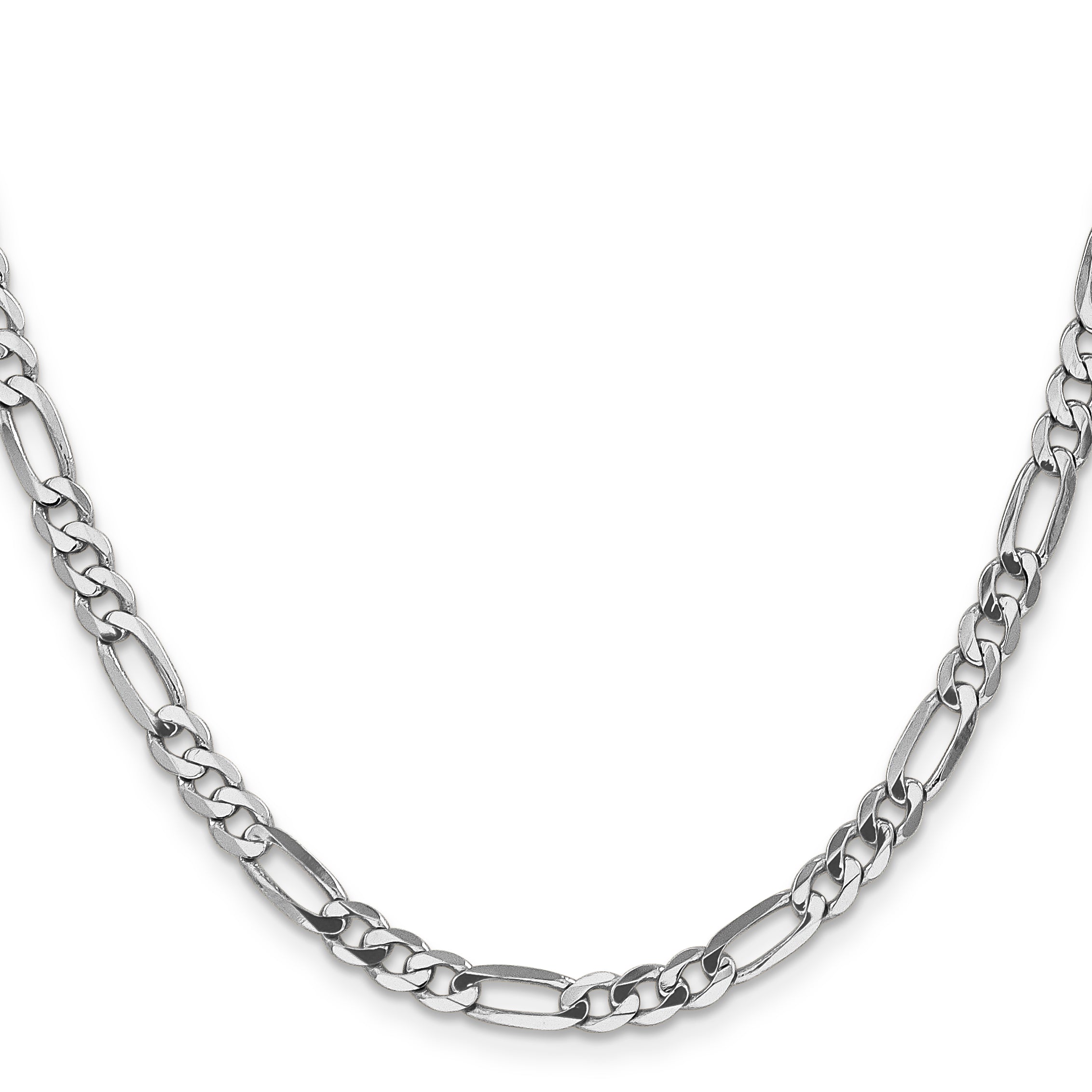 14K White Gold 26 Inch 4.5mm Flat Figaro With Lobster Clasp Chain Necklace