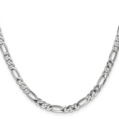 14K White Gold 20 Inch 4.5mm Flat Figaro With Lobster Clasp Chain Necklace