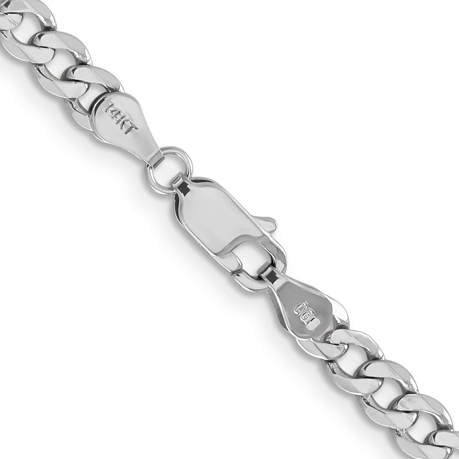 14K White Gold 22 Inch 4.5mm Flat Figaro With Lobster Clasp Chain Necklace