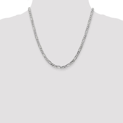 14K White Gold 20 Inch 4.5mm Flat Figaro With Lobster Clasp Chain Necklace
