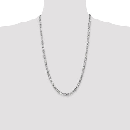 14K White Gold 26 Inch 4.5mm Flat Figaro With Lobster Clasp Chain Necklace