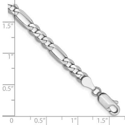 14K White Gold 7 Inch 4.5mm Flat Figaro With Lobster Clasp Bracelet