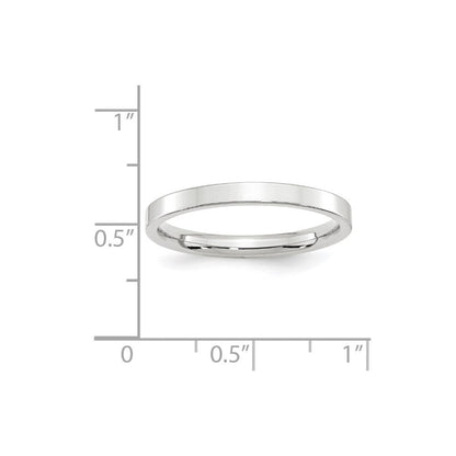 14k White Gold 2.5mm Standard Weight Flat Comfort Fit Wedding Band Ring