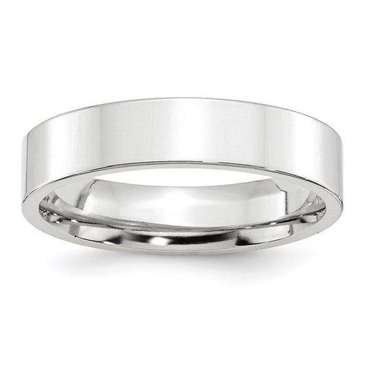 10k White Gold 5mm Standard Weight Flat Comfort Fit Wedding Band Ring