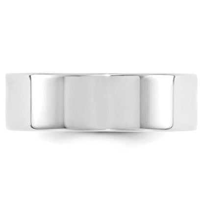 14k White Gold 7mm Standard Weight Flat Comfort Fit Wedding Band Ring