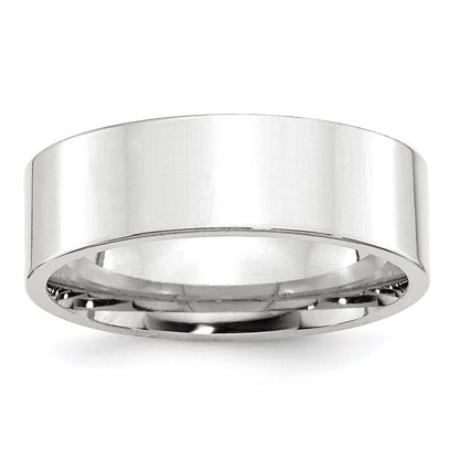 10k White Gold 7mm Standard Weight Flat Comfort Fit Wedding Band Ring
