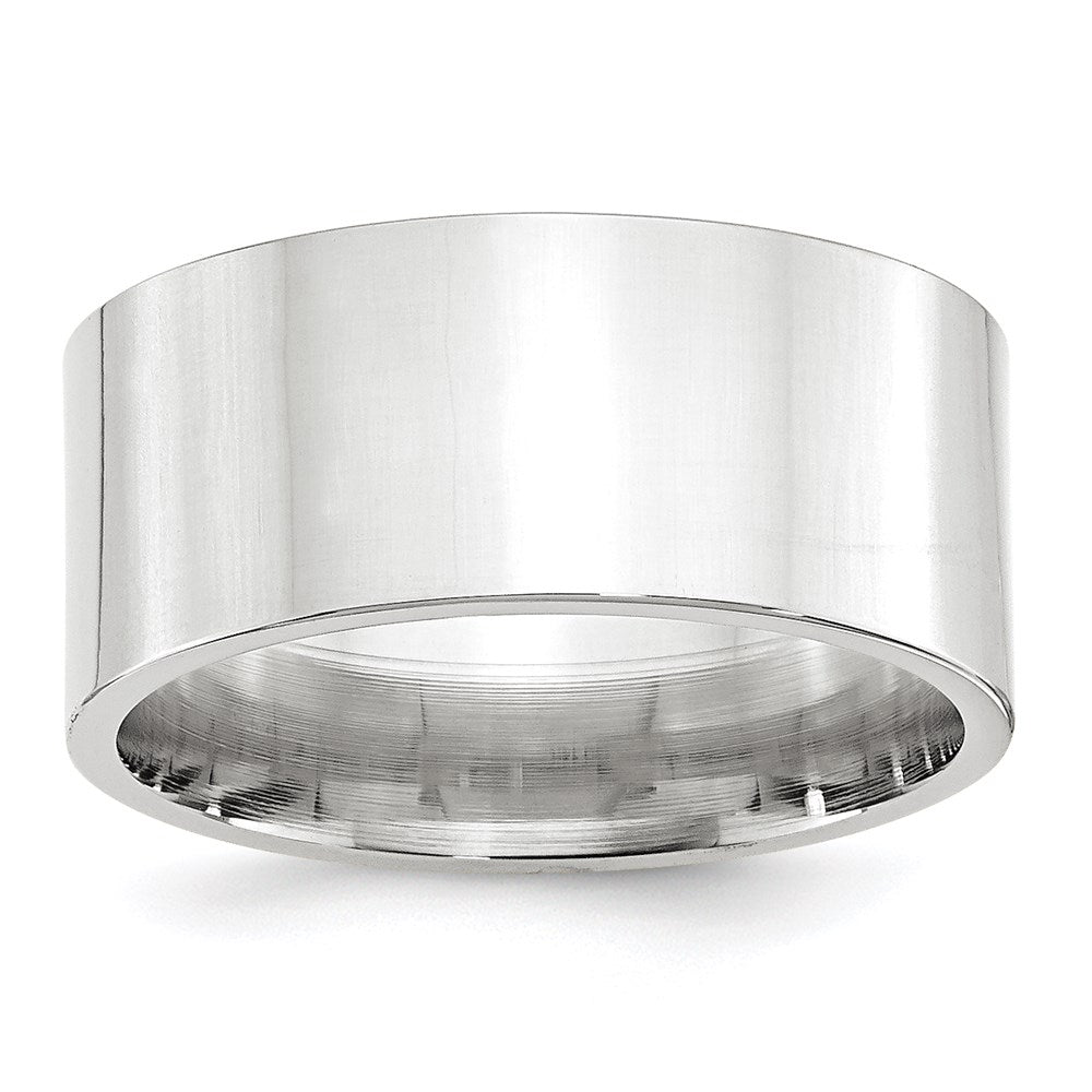 14k White Gold 10mm Standard Weight Flat Comfort Fit Wedding Band Ring