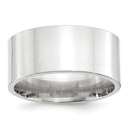 14k White Gold 10mm Standard Weight Flat Comfort Fit Wedding Band Ring