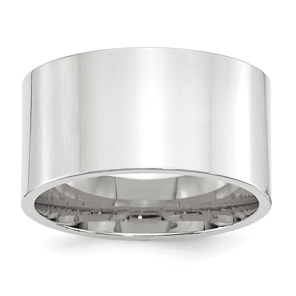 14k White Gold 12mm Standard Weight Flat Comfort Fit Wedding Band Ring