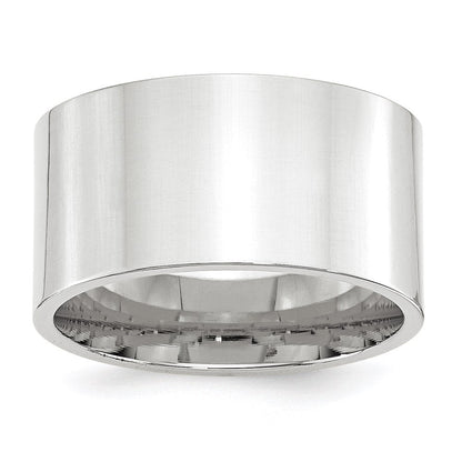 10k White Gold 12mm Standard Weight Flat Comfort Fit Wedding Band Ring