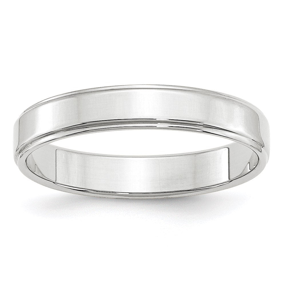 14k White Gold 4mm Flat with Step Edge Wedding Band Ring