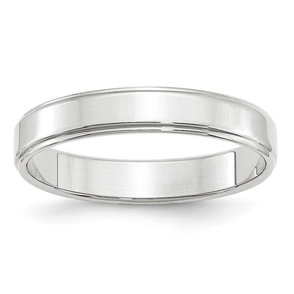 14k White Gold 4mm Flat with Step Edge Wedding Band Ring