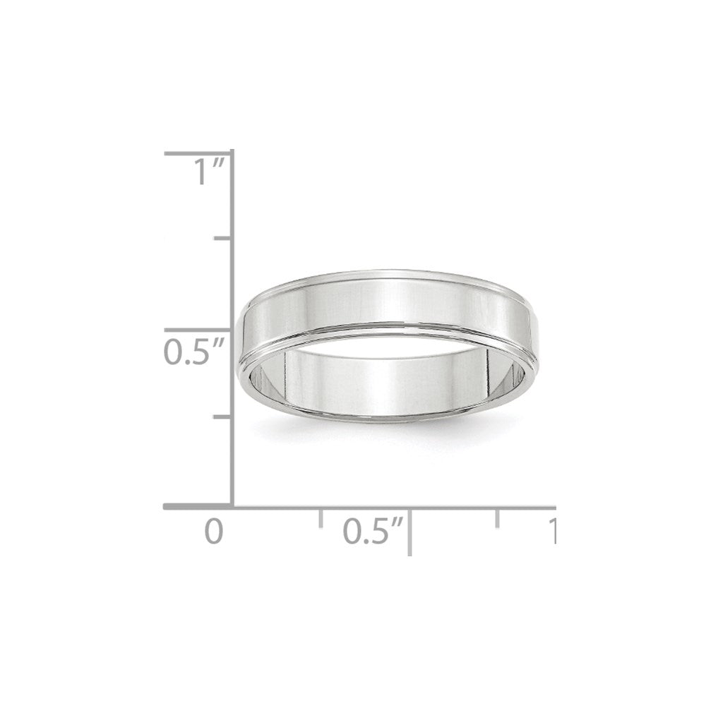 14k White Gold 5mm Flat with Step Edge Wedding Band Ring