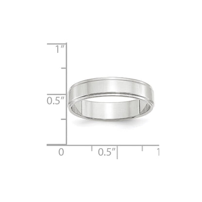 14k White Gold 5mm Flat with Step Edge Wedding Band Ring