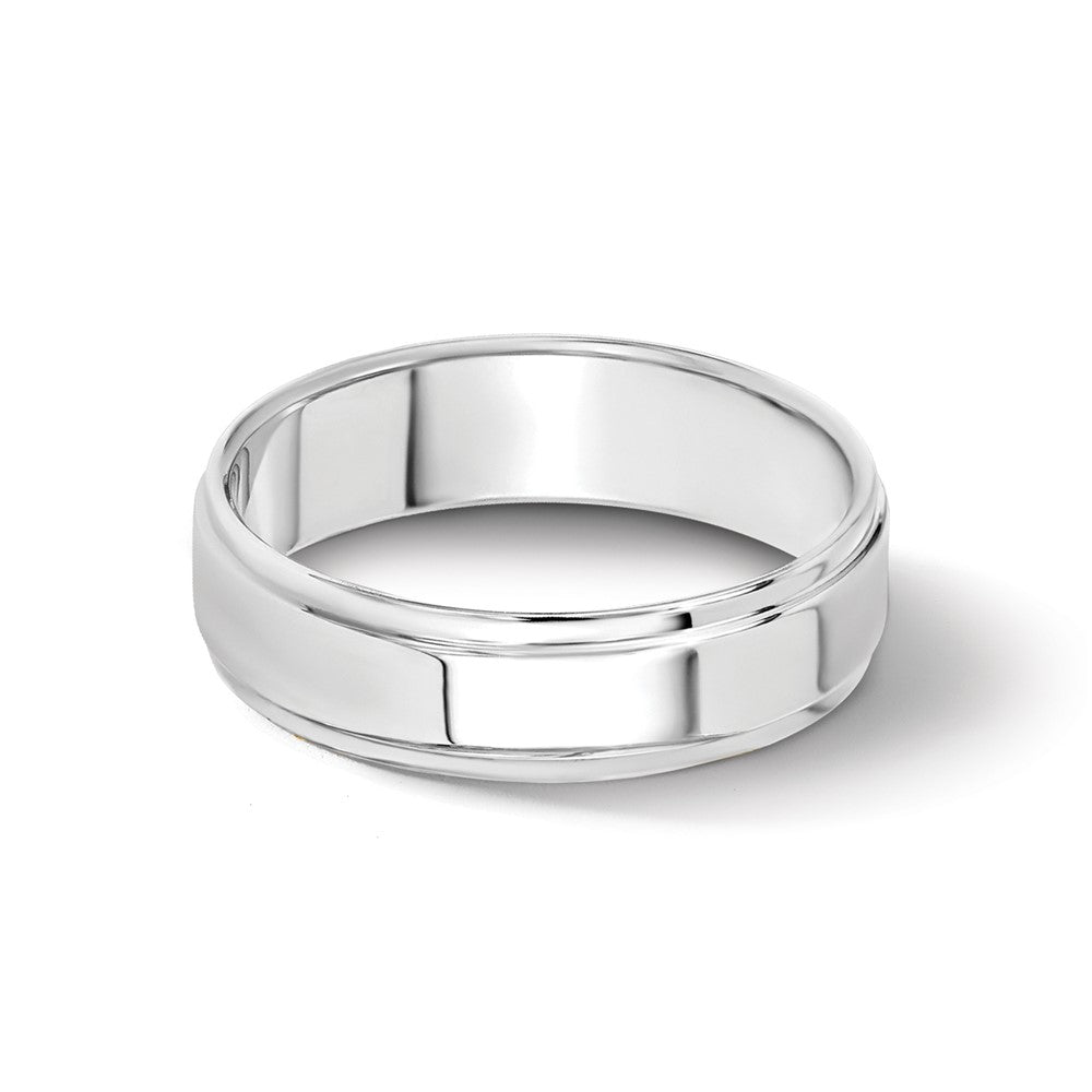 14k White Gold 5mm Flat with Step Edge Wedding Band Ring