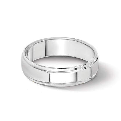 14k White Gold 5mm Flat with Step Edge Wedding Band Ring