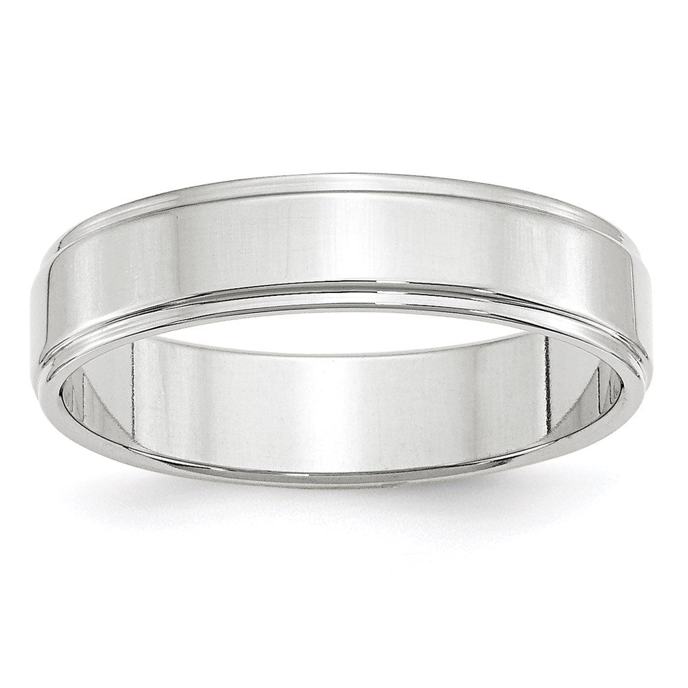 14k White Gold 5mm Flat with Step Edge Wedding Band Ring