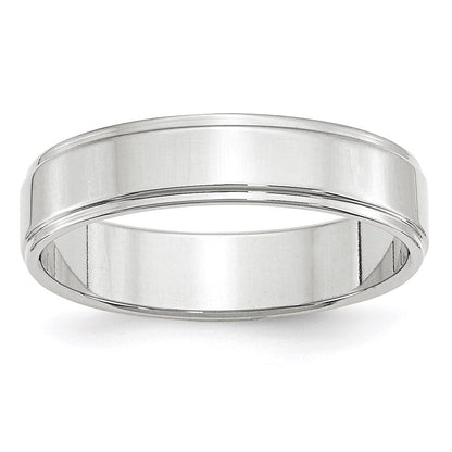 14k White Gold 5mm Flat with Step Edge Wedding Band Ring