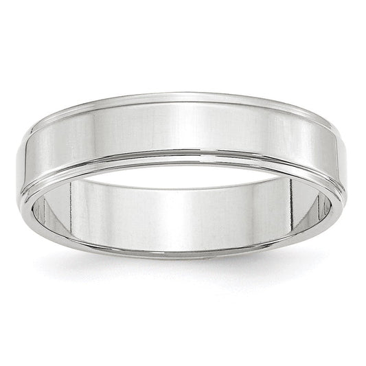 14k White Gold 5mm Flat with Step Edge Wedding Band Ring
