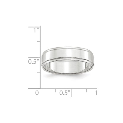 14k White Gold 6mm Flat with Step Edge Wedding Band Ring
