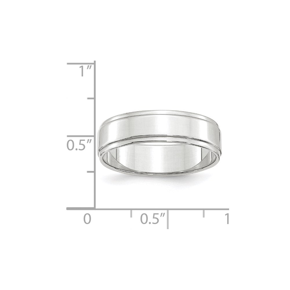 10k White Gold 6mm Flat with Step Edge Wedding Band Ring