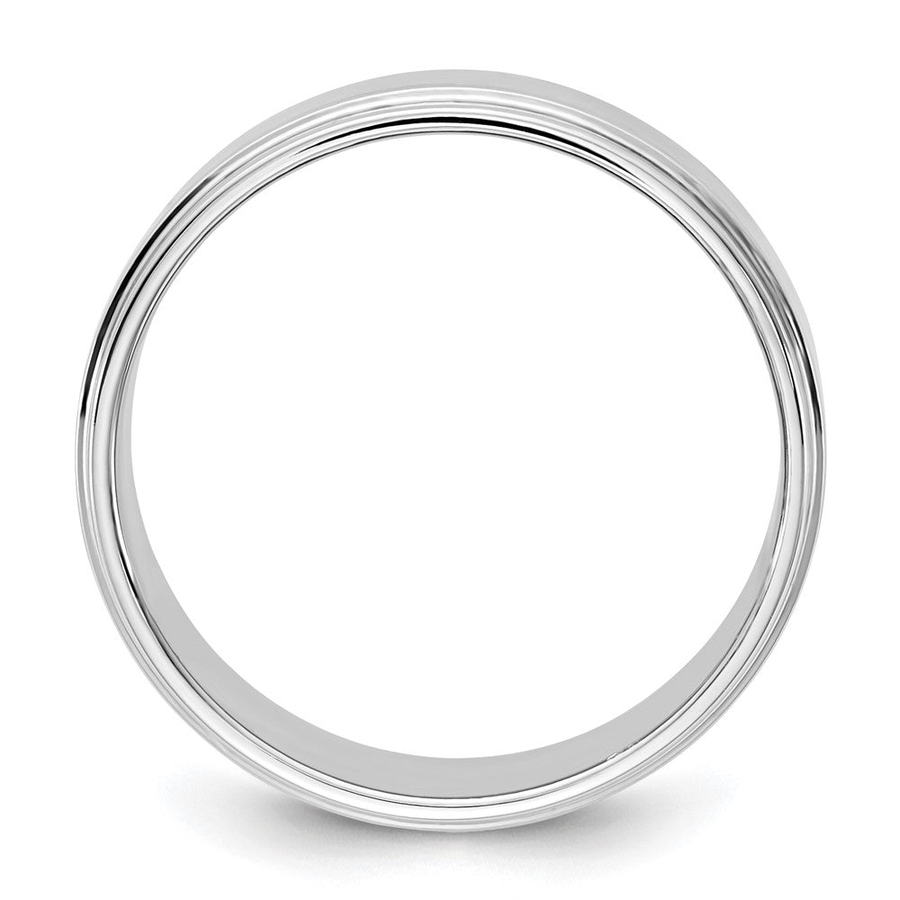 14K White Gold 7mm Flat With Step Edge Band