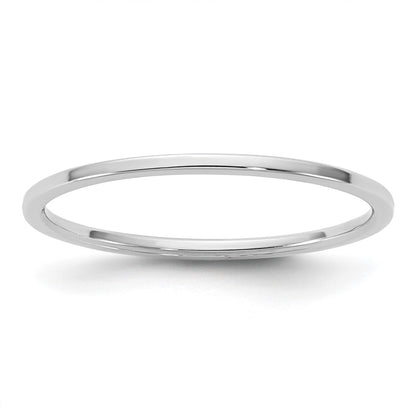 10K White Gold 10Kw 1mm Lightweight Flat Band Size 12.5