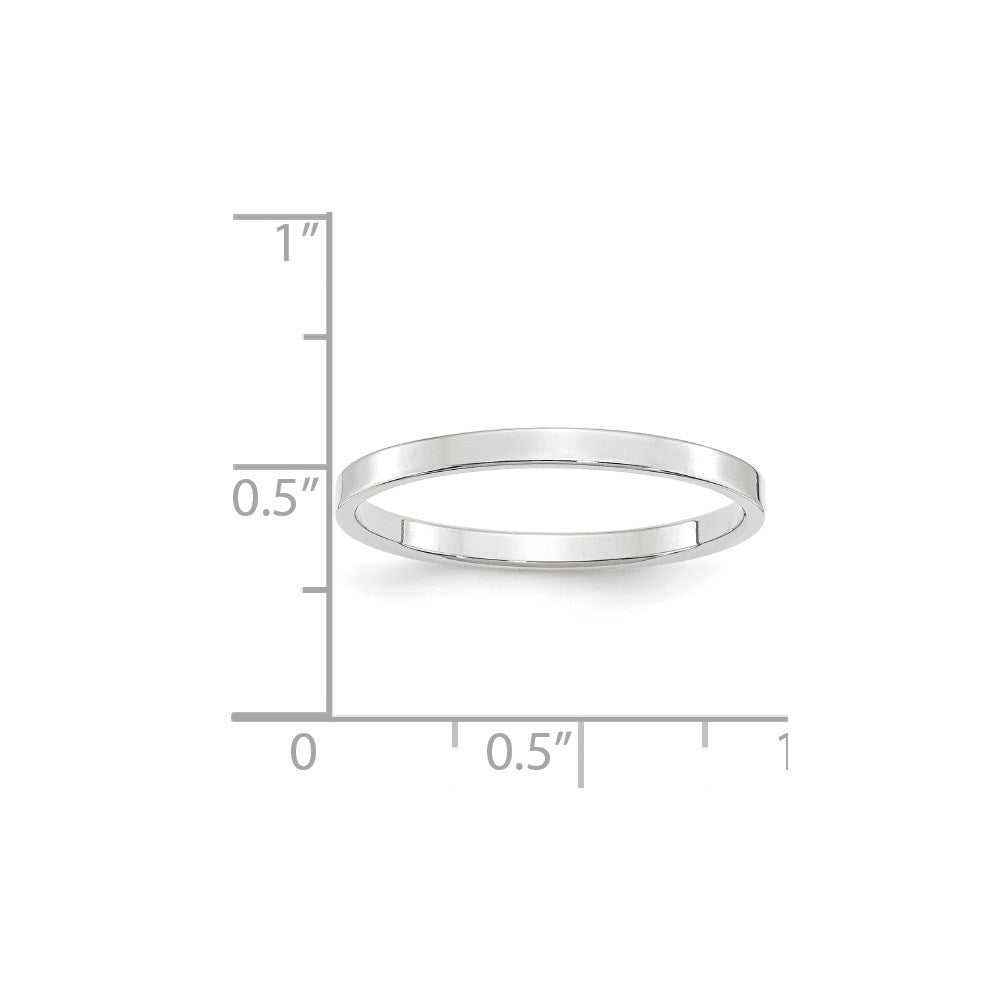 10k White Gold 2mm Lightweight Flat Wedding Band Ring