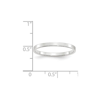 18k White Gold 2mm Lightweight Flat Wedding Band Ring