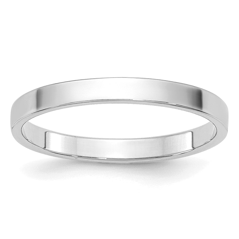 18k White Gold 2mm Lightweight Flat Wedding Band Ring