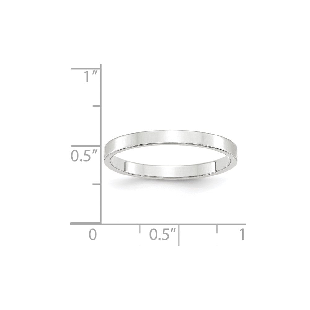 18k White Gold 2.5mm Lightweight Flat Wedding Band Ring