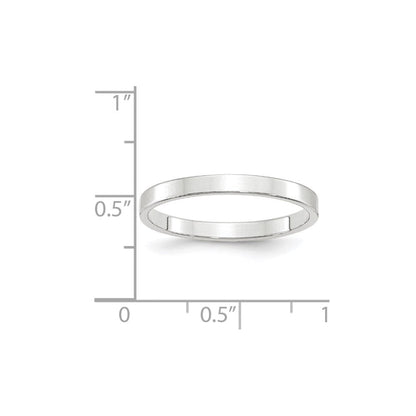 14k White Gold 2.5mm Lightweight Flat Wedding Band Ring