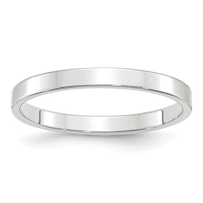 14k White Gold 2.5mm Lightweight Flat Wedding Band Ring