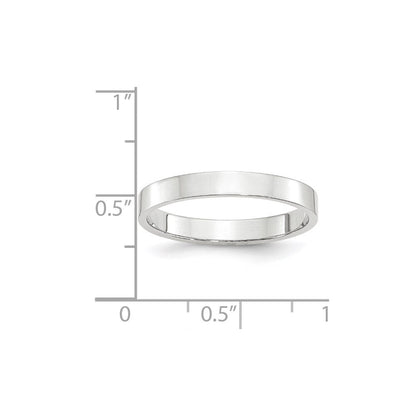 14k White Gold 3mm Lightweight Flat Wedding Band Ring