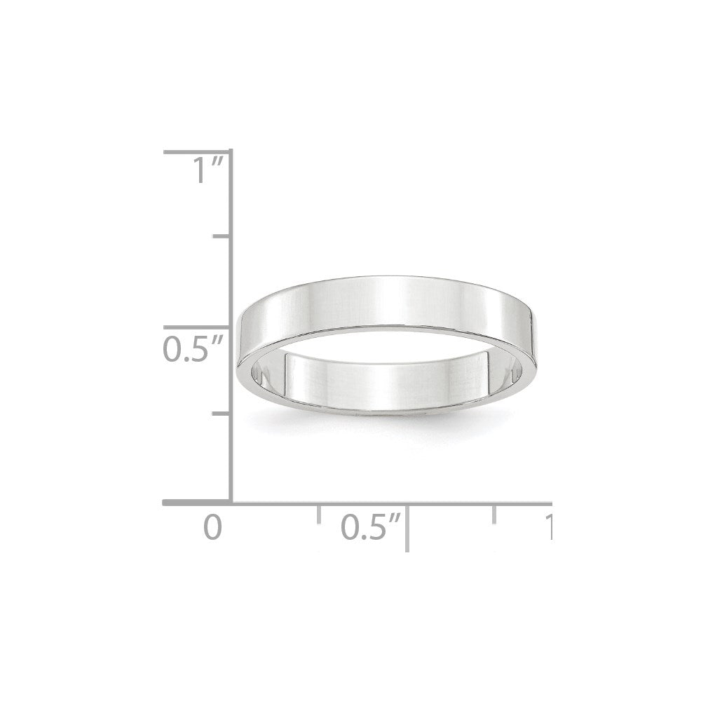 14k White Gold 4mm Lightweight Flat Wedding Band Ring