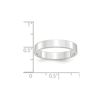 14k White Gold 4mm Lightweight Flat Wedding Band Ring