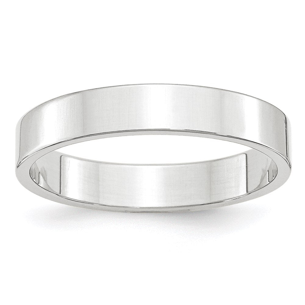 14k White Gold 4mm Lightweight Flat Wedding Band Ring
